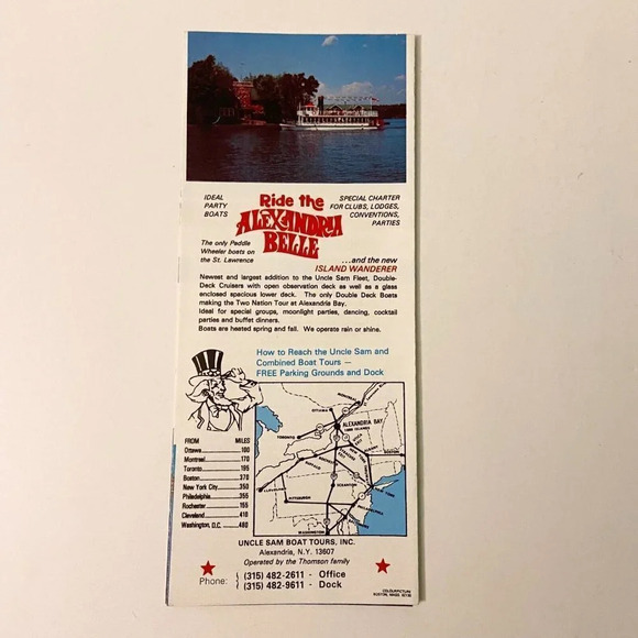 Vintage 1000 Island Uncle Sam Boat Tour Alexandria Bay NY Travel Guide Brochure - Picture 4 of 12